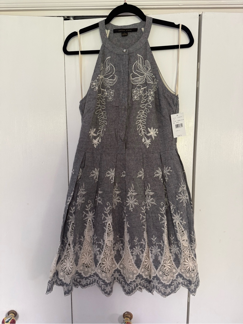Cynthia Steffe Gray Chambray halter dress